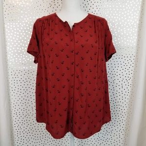 Levi's Birds Button Up Top in Burgundy | Size LG